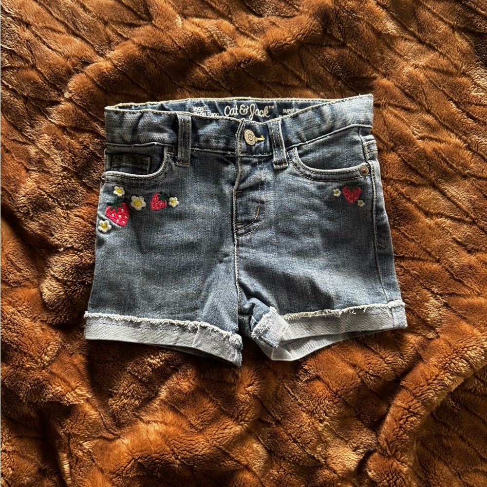 Cat & Jack Blue Denim Shorts with Cuffed Hem